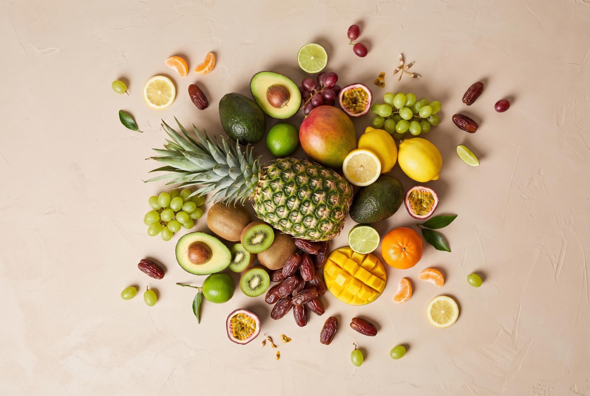 Fruit Mix avo, mango, lemon, grapes, dates, kiwi, passionfruit2